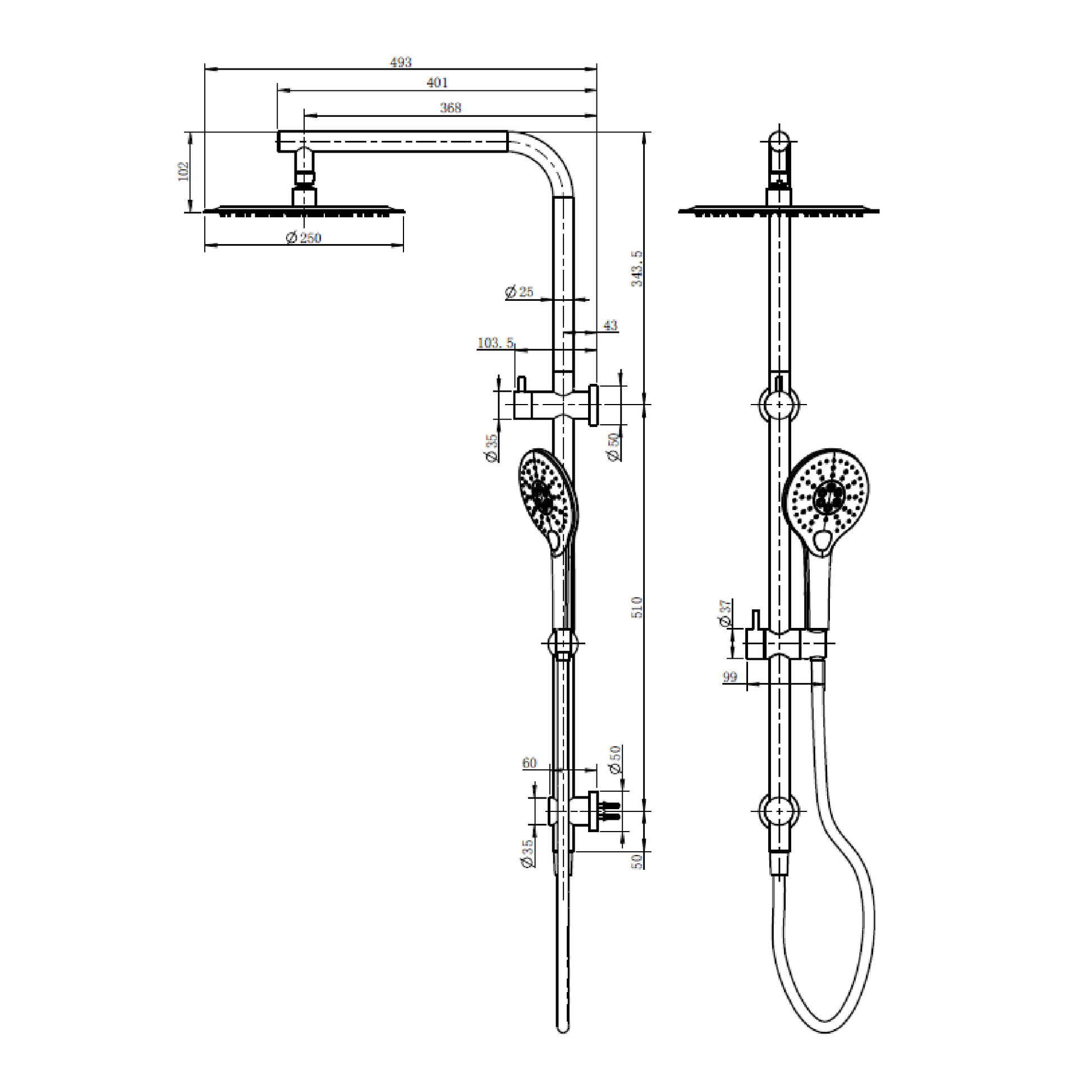 MELA - PALCO/RONDO Twin Combo Shower Set with Rail Brushed Copper Tapware from MELA – available at Bathroom City Perth