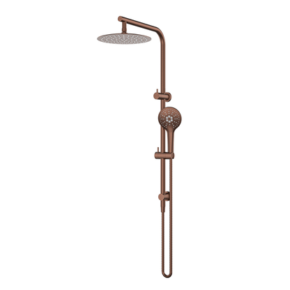 MELA - PALCO/RONDO Twin Combo Shower Set with Rail Brushed Copper Tapware from MELA – available at Bathroom City Perth