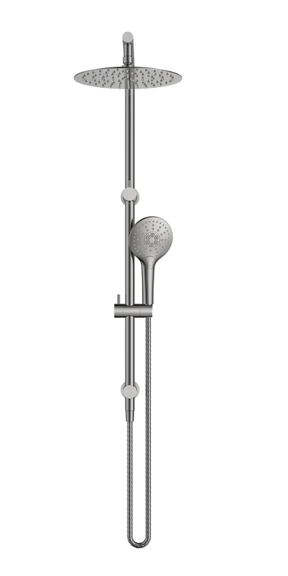 MELA - PALCO/RONDO Twin Combo Shower Set with Rail Brushed Nickel - Tapware - from our - MELA - supplier–available at Bathroom City Perth