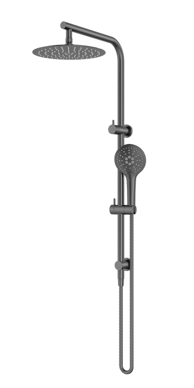 MELA - PALCO/RONDO Twin Combo Shower Set with Rail Gun Metal - Tapware - from our - MELA - supplier–available at Bathroom City Perth