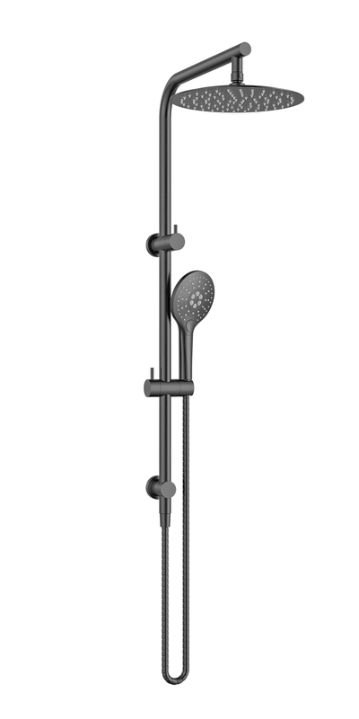 MELA - PALCO/RONDO Twin Combo Shower Set with Rail Gun Metal - Tapware - from our - MELA - supplier–available at Bathroom City Perth