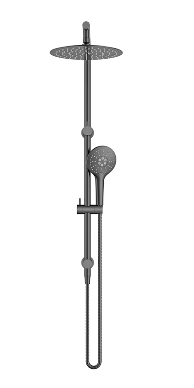 MELA - PALCO/RONDO Twin Combo Shower Set with Rail Gun Metal - Tapware - from our - MELA - supplier–available at Bathroom City Perth