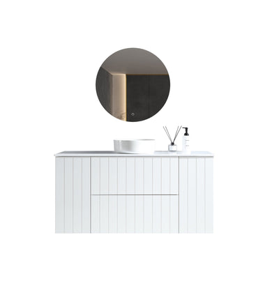 MELA - PASTEL 1350 Matt White Wall Hung Vanity with 2 Doors & 2 Drawers - Vanities - from our - MELA - supplier–available at Bathroom City Perth