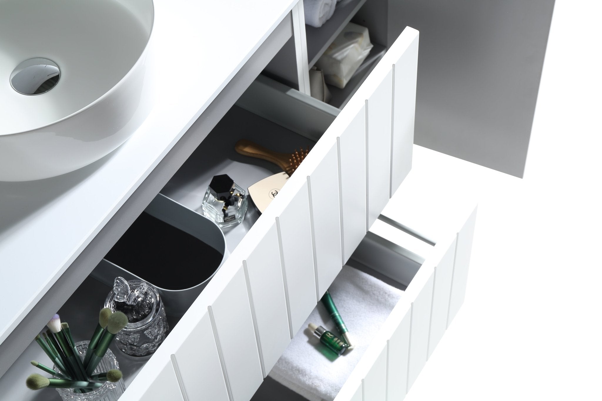 MELA - PASTEL 1350 Matt White Wall Hung Vanity with 2 Doors & 2 Drawers - Vanities - from our - MELA - supplier–available at Bathroom City Perth