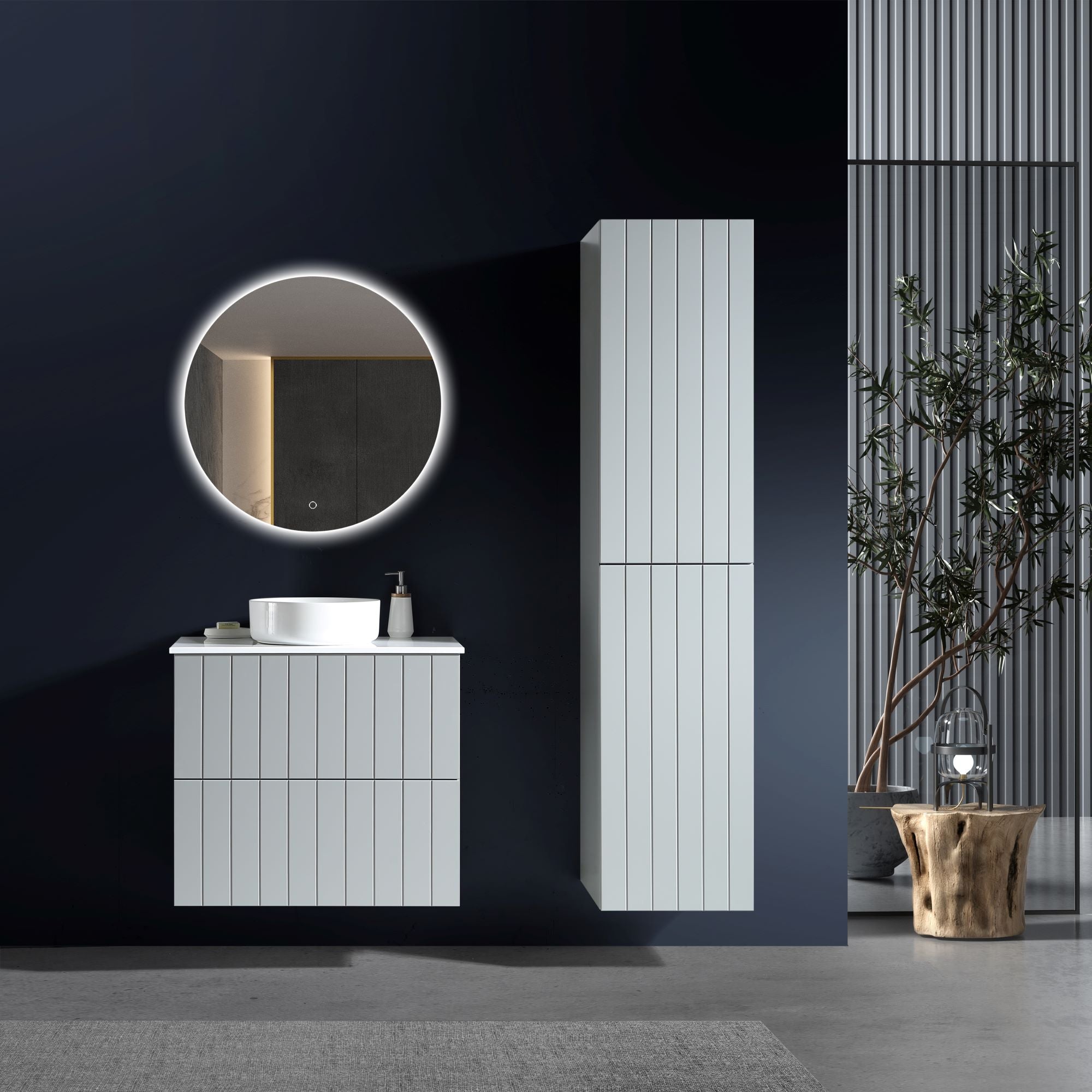 MELA - PASTEL 600 Matt Grey Wall Hung Vanity with DrawersVanities – available at Bathroom City Perth