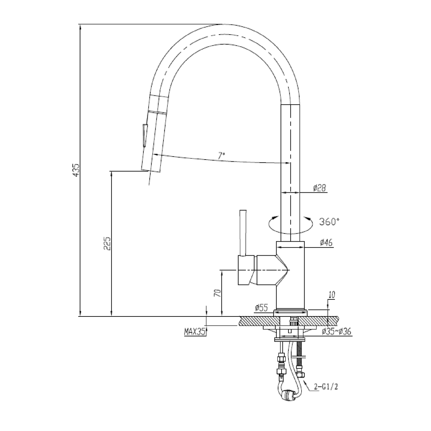MELA - RONDO Pull Out Sink Mixer Brushed NickelTapware – available at Bathroom City Perth