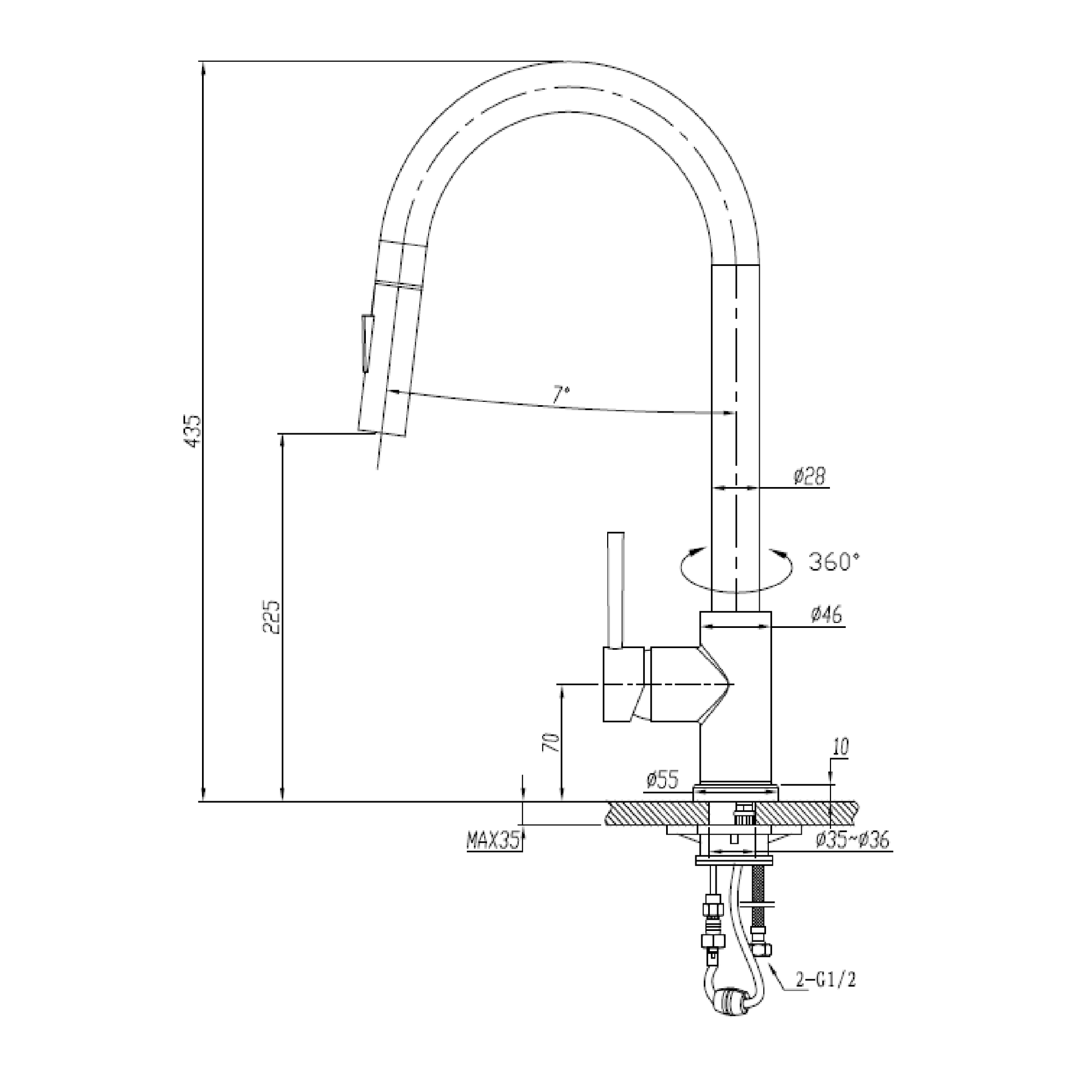 MELA - RONDO Pull Out Sink Mixer Brushed NickelTapware – available at Bathroom City Perth
