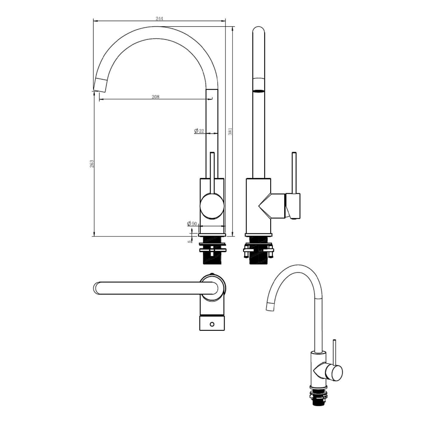 MELA - RONDO Sink Mixer Brushed Brass (Tall) Tapware from our MELA supplier – available at Bathroom City Perth