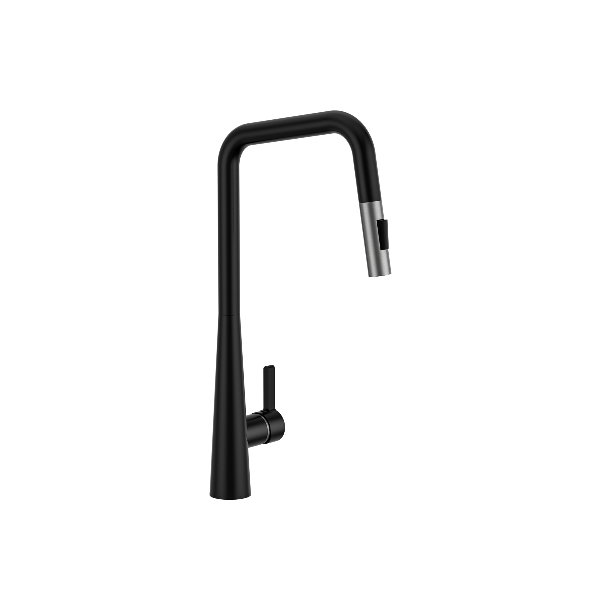 MELA - RONDO Square Kitchen Pull Out Mixer Black and Brushed NickelTapware – available at Bathroom City Perth