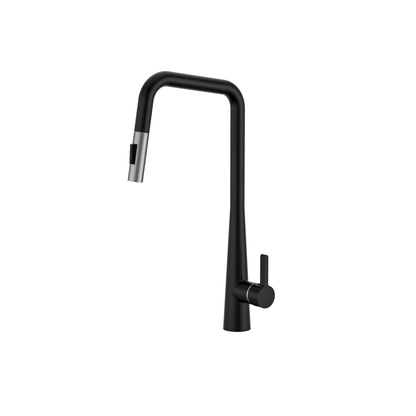 MELA - RONDO Square Kitchen Pull Out Mixer Black and Brushed NickelTapware – available at Bathroom City Perth