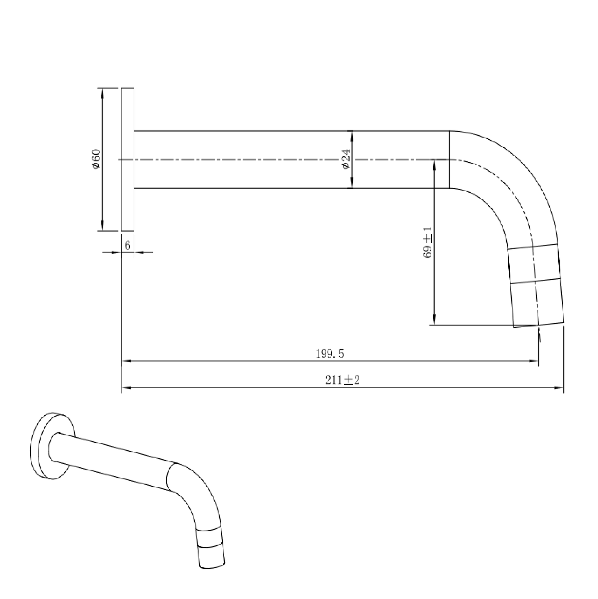 MELA - RONDO Wall Spout Gun MetalTapware – available at Bathroom City Perth