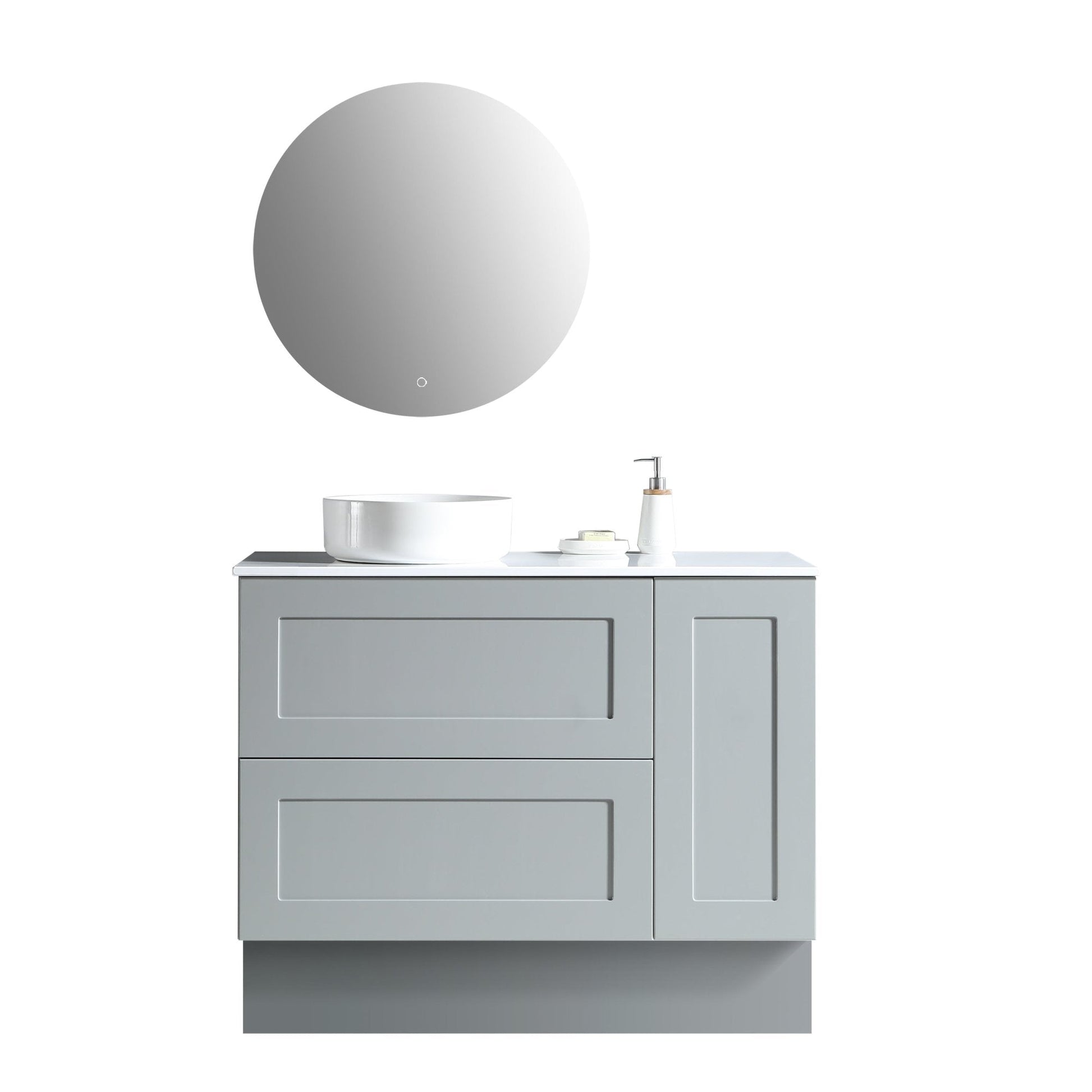 MELA - SHAKER 1050 Matt Grey Wall Hung Vanity with Door & DrawersVanities – available at Bathroom City Perth