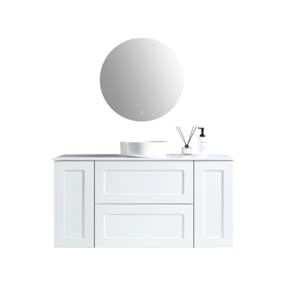 MELA - SHAKER 1350 Matt White Wall Hung Vanity with 2 Doors & 2 Drawers - Vanities - from our - MELA - supplier–available at Bathroom City Perth