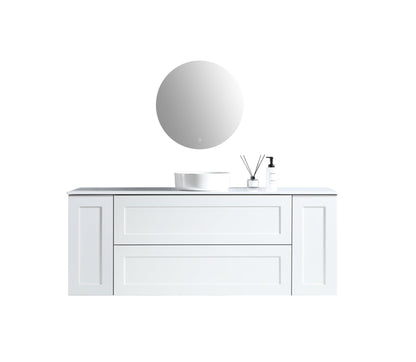 MELA - SHAKER 1500 Matt White Wall Hung Vanity with 2 Doors & 2 Drawers - Vanities - from our - MELA - supplier–available at Bathroom City Perth