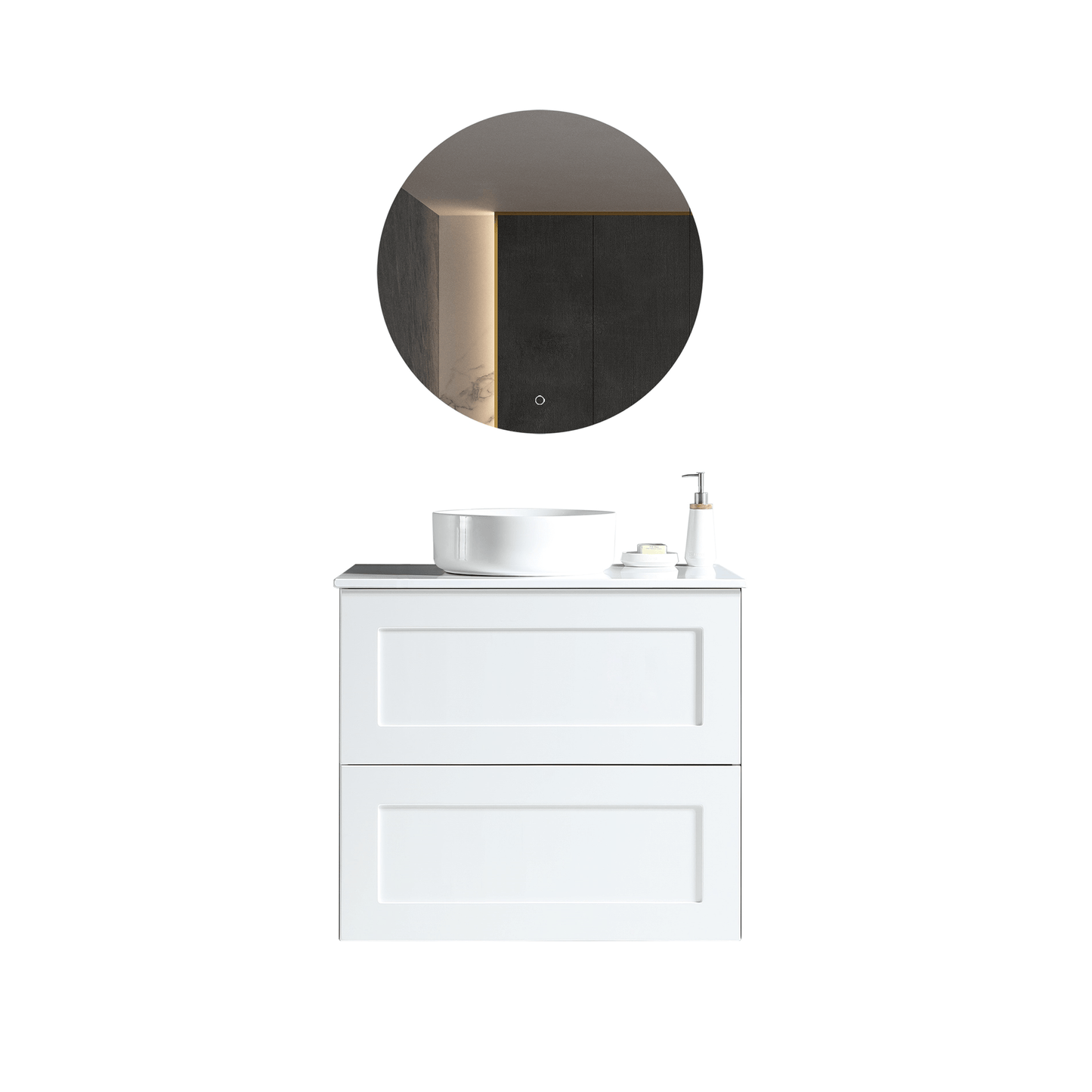 MELA - SHAKER 600 Matt White Wall Hung Vanity with Drawers - Vanities - from our - MELA - supplier–available at Bathroom City Perth