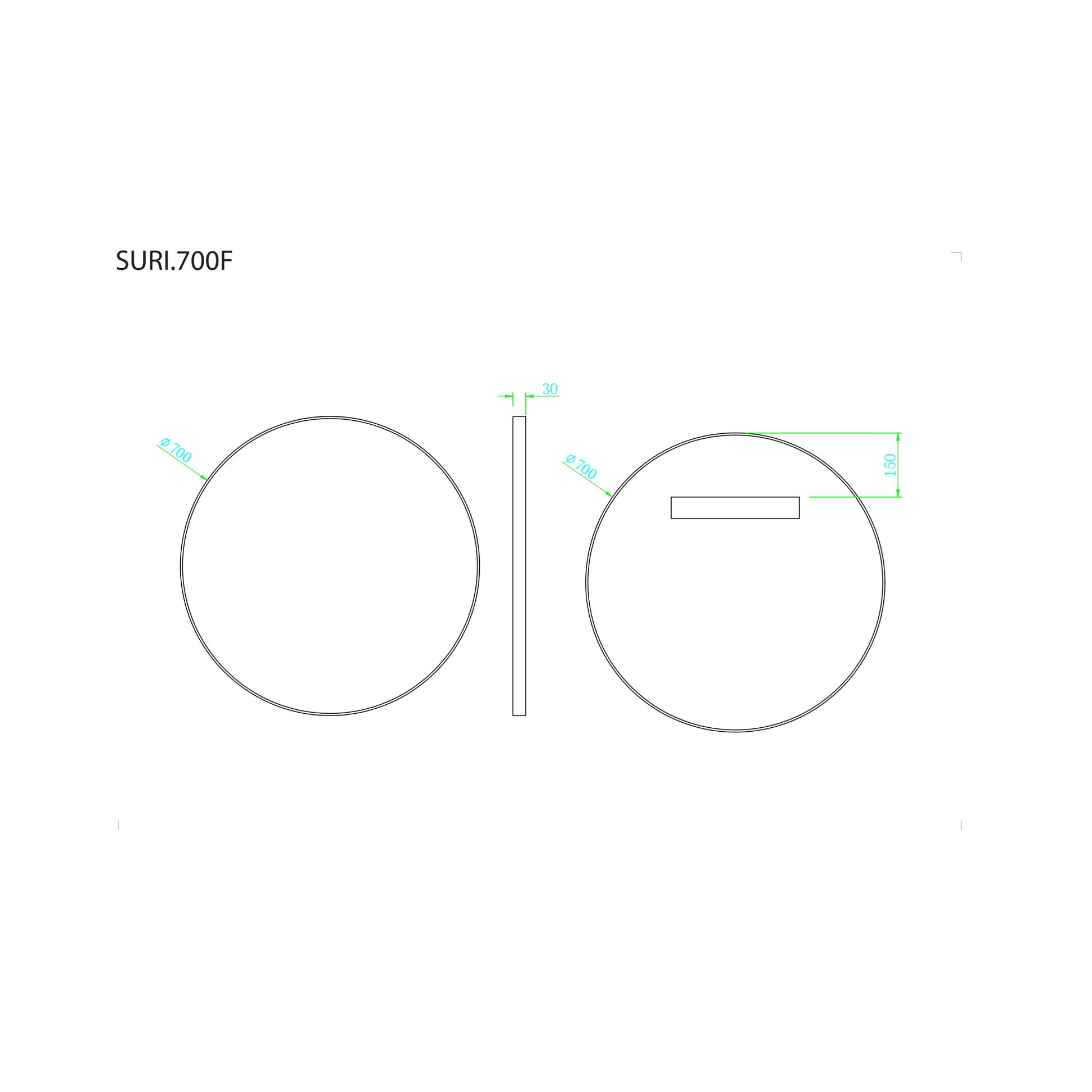 MELA - SURI 700 Round Mirror Gun Metal FrameMirror – available at Bathroom City Perth