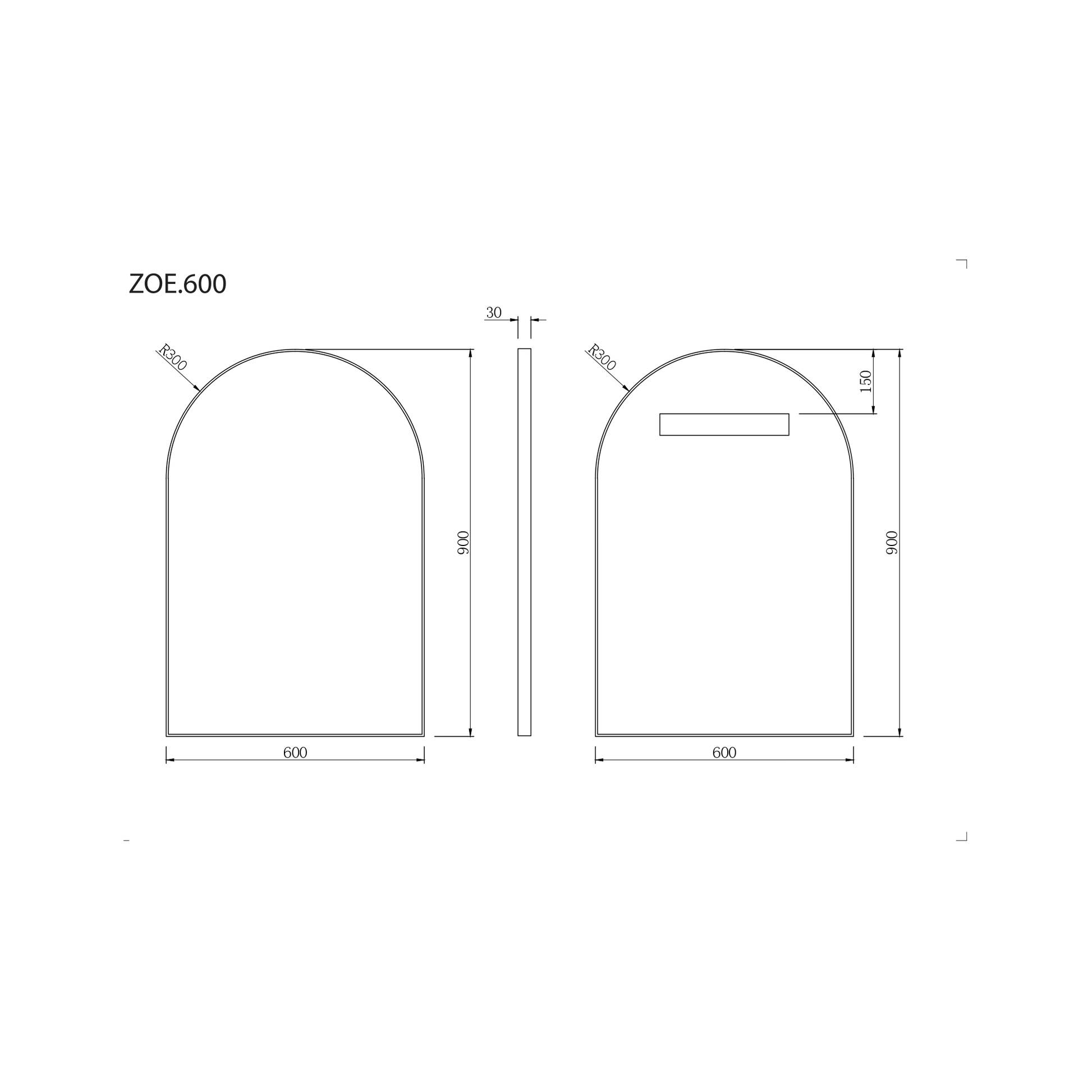 MELA - ZOE 600 Arch Mirror Gun Metal FrameMirror – available at Bathroom City Perth