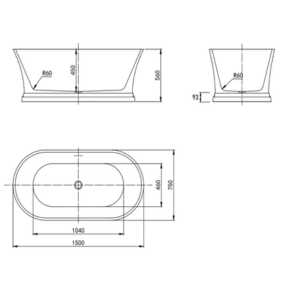 OTTI - Attica Hampton 1500 Gloss White Bathtub with Overflow - Baths - from our - Otti - supplier–available at Bathroom City Perth