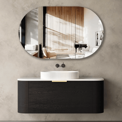 OTTI - Bondi 1200mm Black Oak Wall Hung Curve Vanity - Vanities - from our - Otti - supplier–available at Bathroom City Perth