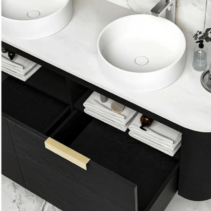 OTTI - Bondi 1500mm Black Oak Wall Hung Curve Vanity - Vanities - from our - Otti - supplier–available at Bathroom City Perth