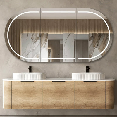 OTTI - Bondi 1800mm Natural Oak Wall Hung Curve Vanity-Vanities-from our-Otti-supplier–available at Bathroom City Perth