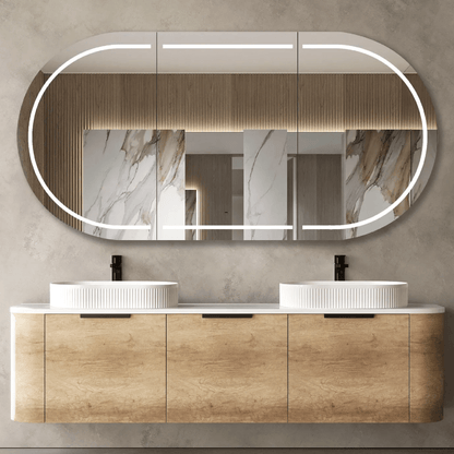 OTTI - Bondi 1800mm Natural Oak Wall Hung Curve Vanity - Vanities - from our - Otti - supplier–available at Bathroom City Perth