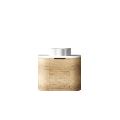 OTTI - Bondi 600mm Natural Oak Wall Hung Curve Vanity - Vanities - from our - Otti - supplier–available at Bathroom City Perth