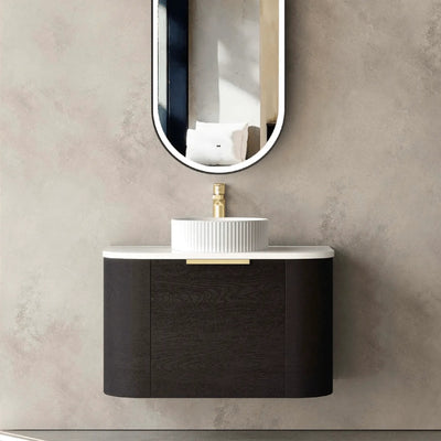 OTTI - Bondi 750mm Black Oak Wall Hung Curve Vanity-Vanities-from our-Otti-supplier–available at Bathroom City Perth