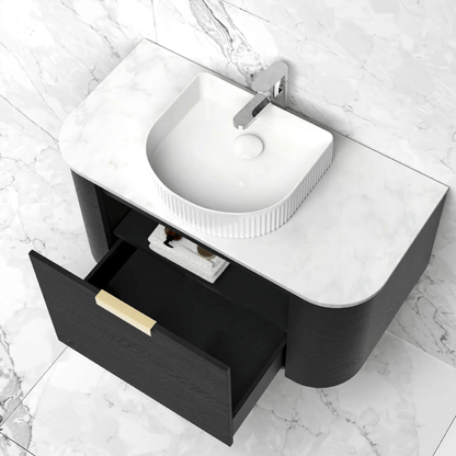OTTI - Bondi 900mm Black Oak Wall Hung Curve Vanity - Vanities - from our - Otti - supplier–available at Bathroom City Perth