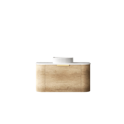 OTTI - Bondi 900mm Natural Oak Wall Hung Curve Vanity - Vanities - from our - Otti - supplier–available at Bathroom City Perth