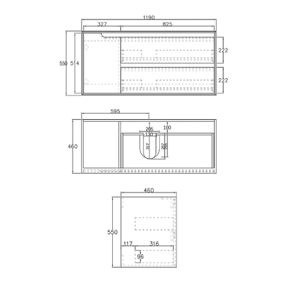 OTTI - Byron 1200mm Black Oak Wall Hung Vanity - Vanities - from our - Otti - supplier–available at Bathroom City Perth