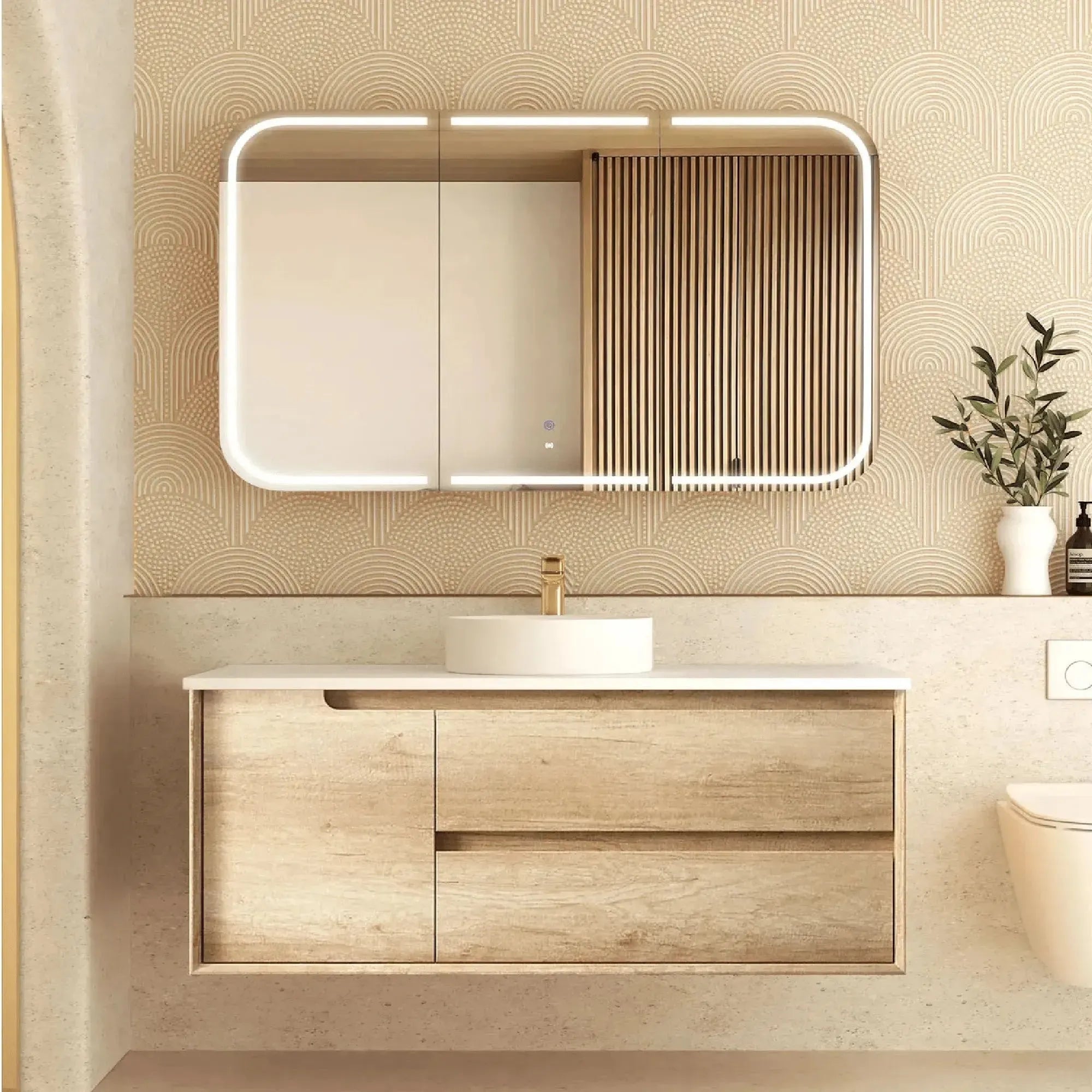 OTTI - Byron 1200mm Natural Oak Wall Hung Vanity-Vanities-from our-Otti-supplier–available at Bathroom City Perth