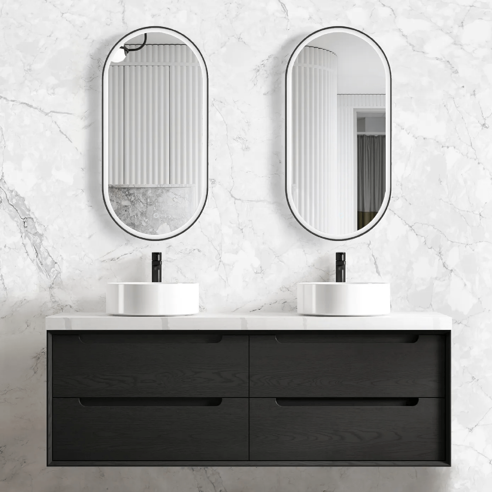 OTTI - Byron 1500mm Black Oak Wall Hung Vanity - Vanities - from our - Otti - supplier–available at Bathroom City Perth