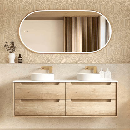 OTTI - Byron 1500mm Natural Oak Wall Hung Vanity - Vanities - from our - Otti - supplier–available at Bathroom City Perth