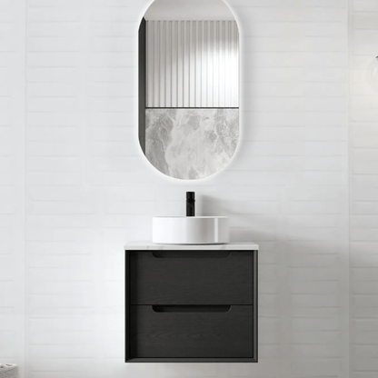 OTTI - Byron 600mm Black Oak Wall Hung Vanity - Vanities - from our - Otti - supplier–available at Bathroom City Perth