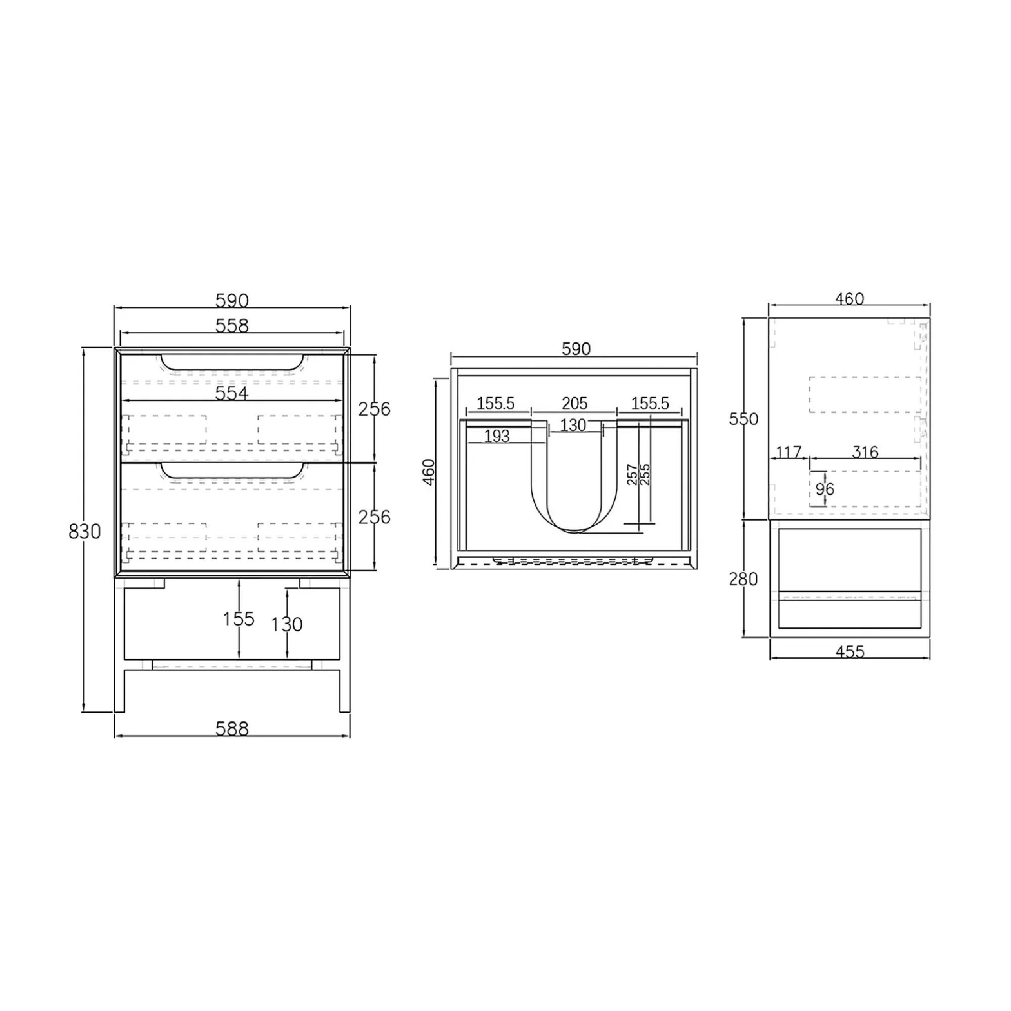 OTTI - Byron 600mm Natural Oak Wall Hung Vanity - Vanities - from our - Otti - supplier–available at Bathroom City Perth