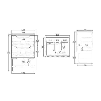 OTTI - Byron 600mm Natural Oak Wall Hung Vanity - Vanities - from our - Otti - supplier–available at Bathroom City Perth