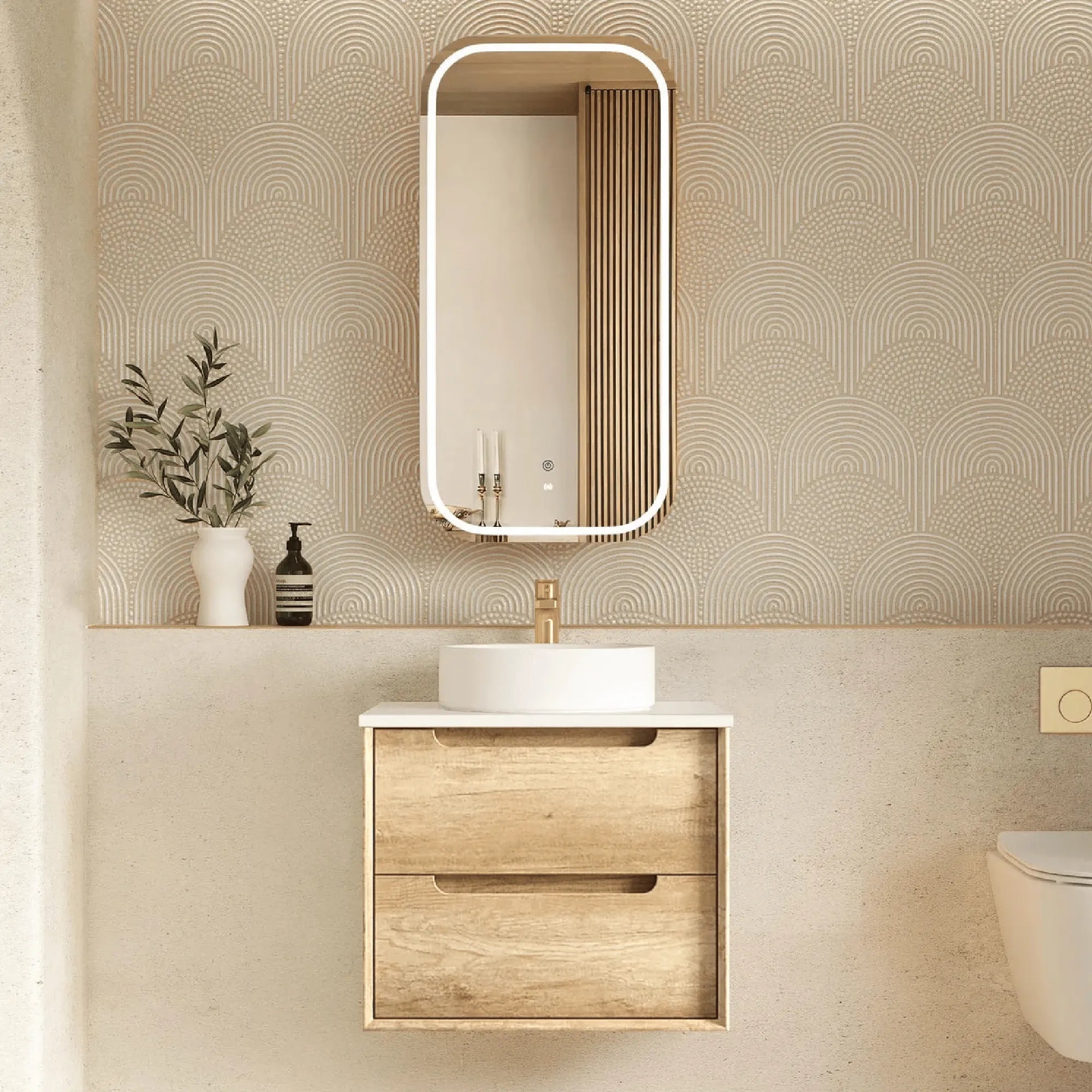 OTTI - Byron 600mm Natural Oak Wall Hung Vanity-Vanities-from our-Otti-supplier–available at Bathroom City Perth
