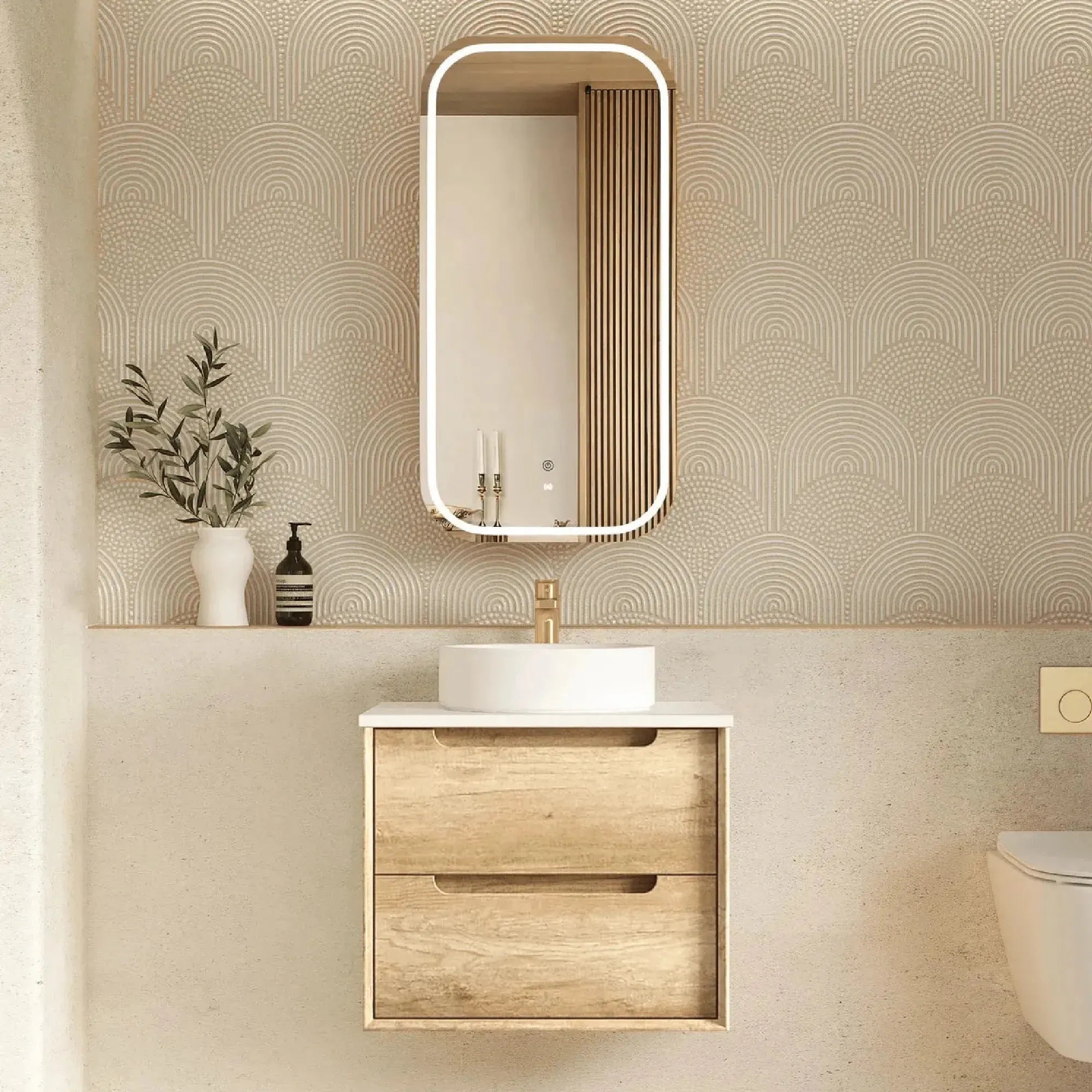 OTTI - Byron 600mm Natural Oak Wall Hung Vanity