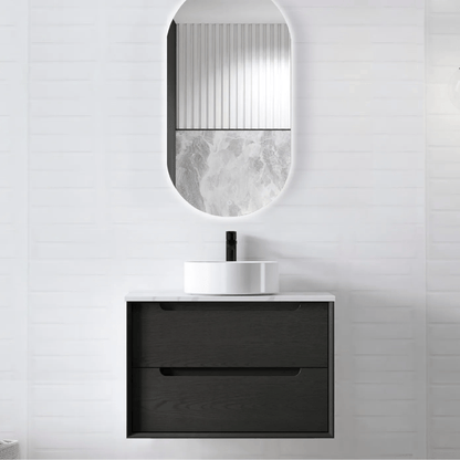OTTI - Byron 750mm Black Oak Wall Hung Vanity - Vanities - from our - Otti - supplier–available at Bathroom City Perth