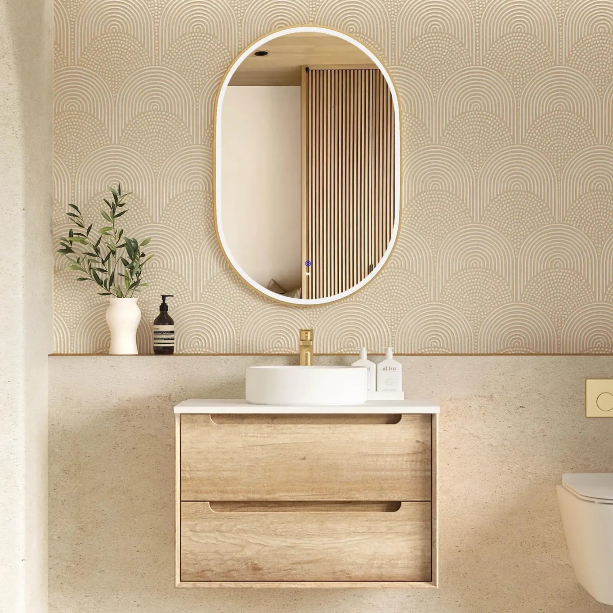 OTTI - Byron 750mm Natural Oak Wall Hung Vanity-Vanities-from our-Otti-supplier–available at Bathroom City Perth