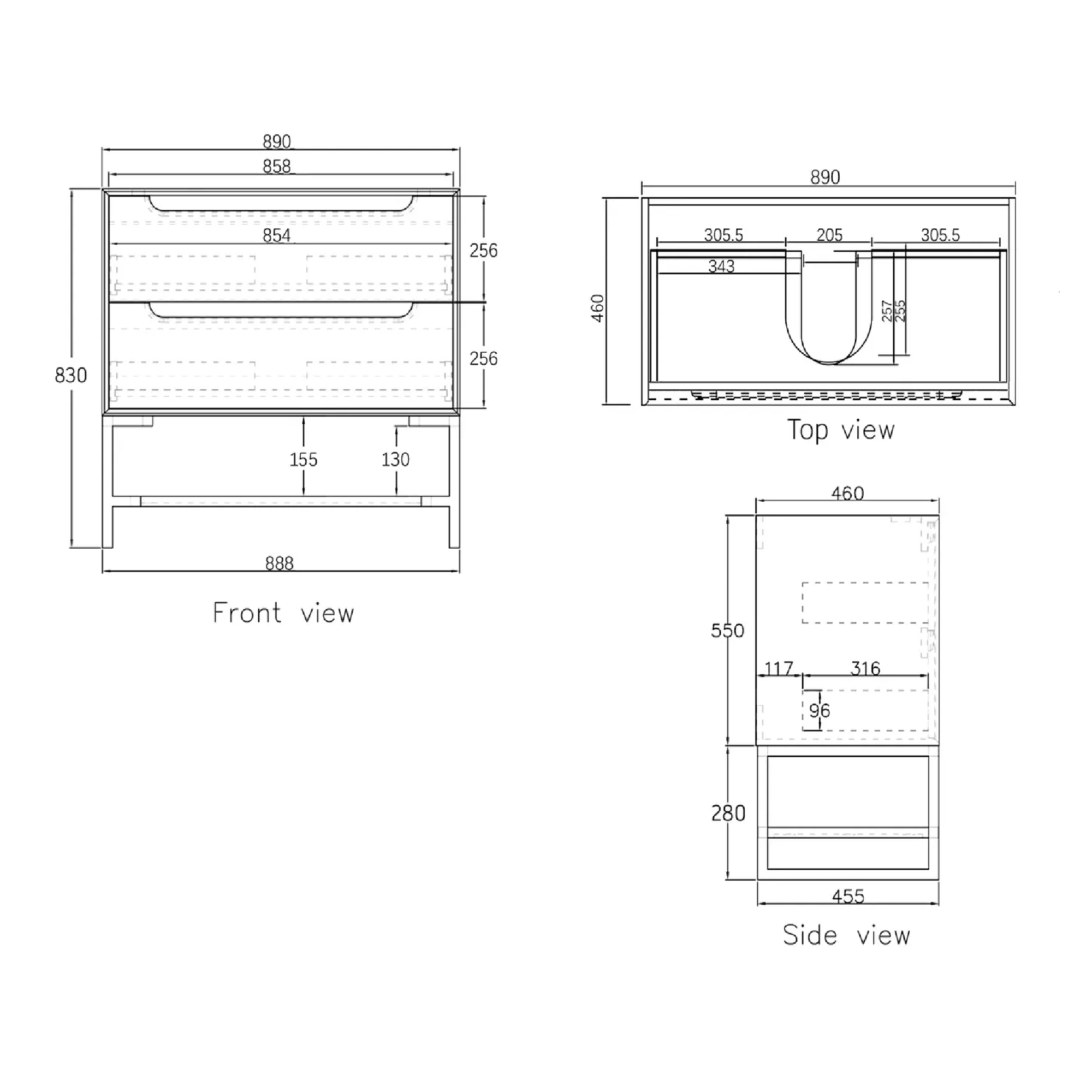 OTTI - Byron 900mm Black Oak Wall Hung Vanity - Vanities - from our - Otti - supplier–available at Bathroom City Perth