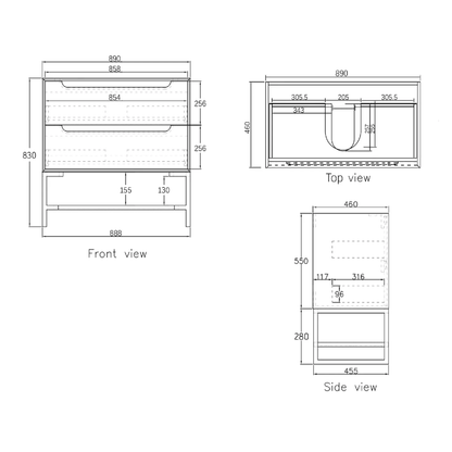 OTTI - Byron 900mm Black Oak Wall Hung Vanity - Vanities - from our - Otti - supplier–available at Bathroom City Perth