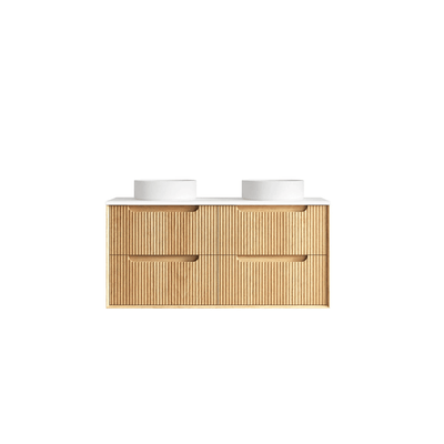 OTTI - Byron Fluted 1200mm Woodland Oak Four Drawer Wall Hung Vanity - Vanities - from our - Otti - supplier–available at Bathroom City Perth