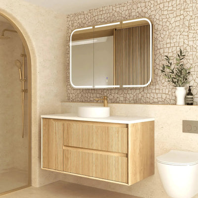 OTTI - Byron Fluted 1200mm Woodland Oak Wall Hung Vanity-Vanities-from our-Otti-supplier–available at Bathroom City Perth