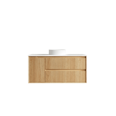 OTTI - Byron Fluted 1200mm Woodland Oak Wall Hung Vanity - Vanities - from our - Otti - supplier–available at Bathroom City Perth