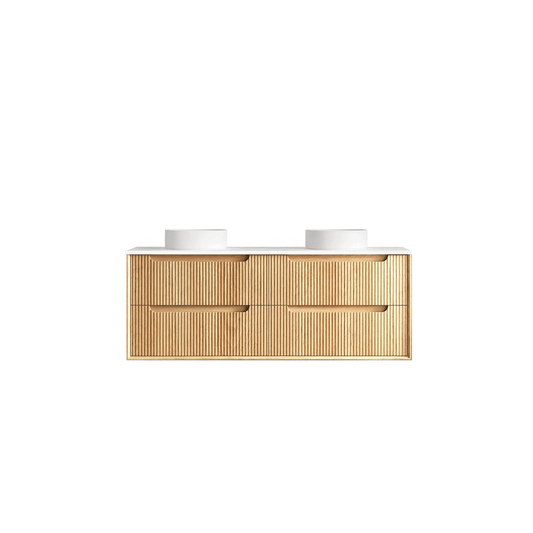 OTTI - Byron Fluted 1500mm Woodland Oak Wall Hung Vanity - Vanities - from our - Otti - supplier–available at Bathroom City Perth