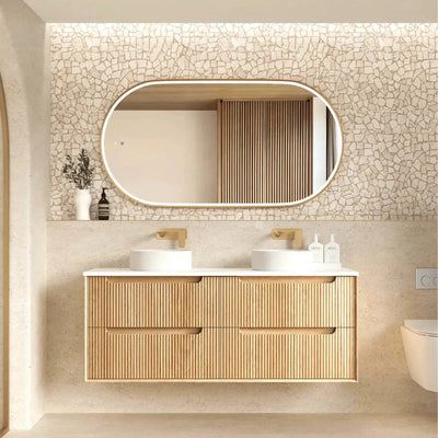 OTTI - Byron Fluted 1500mm Woodland Oak Wall Hung Vanity-Vanities-from our-Otti-supplier–available at Bathroom City Perth
