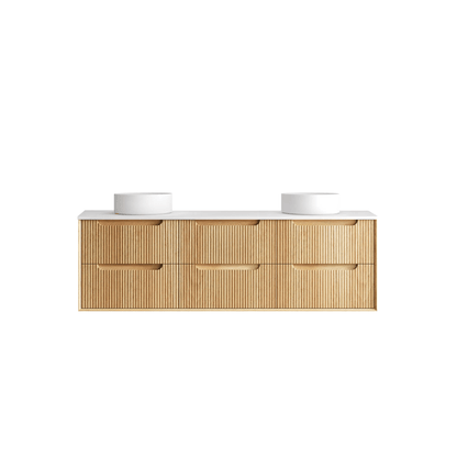 OTTI - Byron Fluted 1800mm Woodland Oak Wall Hung Vanity - Vanities - from our - Otti - supplier–available at Bathroom City Perth