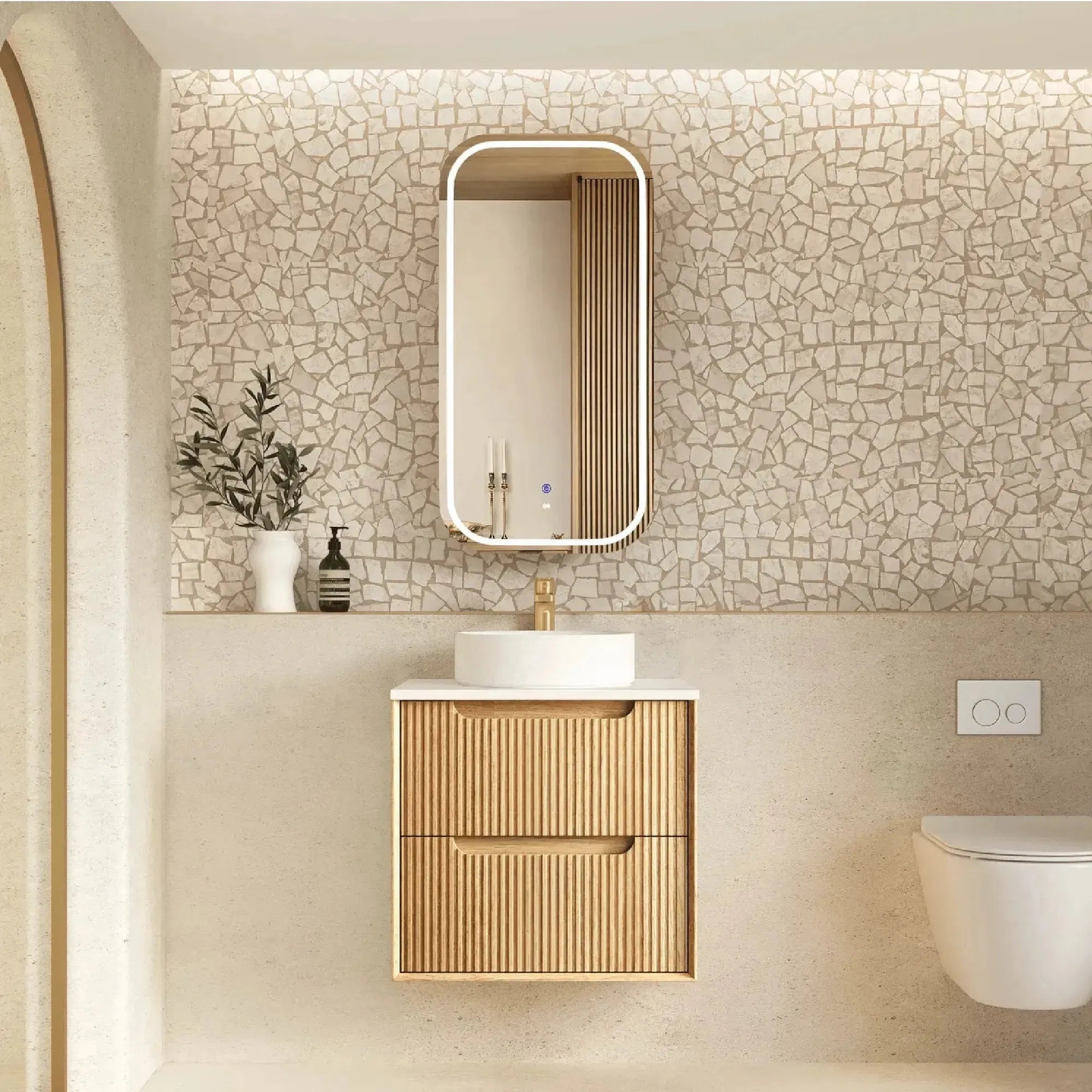 OTTI - Byron Fluted 600mm Woodland Oak Wall Hung Vanity-Vanities-from our-Otti-supplier–available at Bathroom City Perth